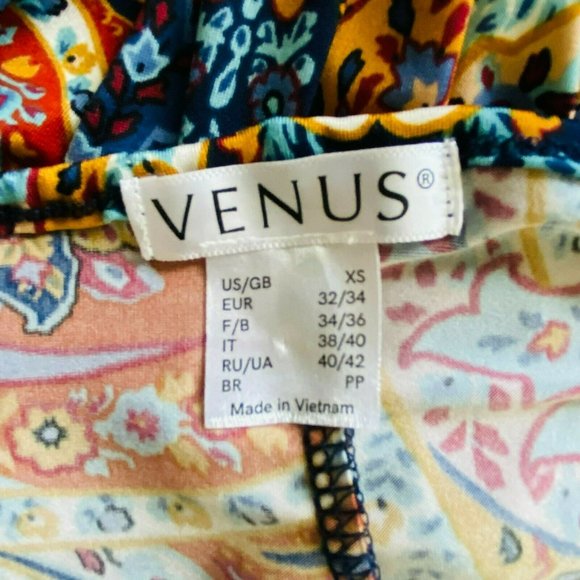 Venus Womens XS Cold Shoulders Tie Front Accent Bohemian Print Long Sleeve Top - Picture 7 of 7